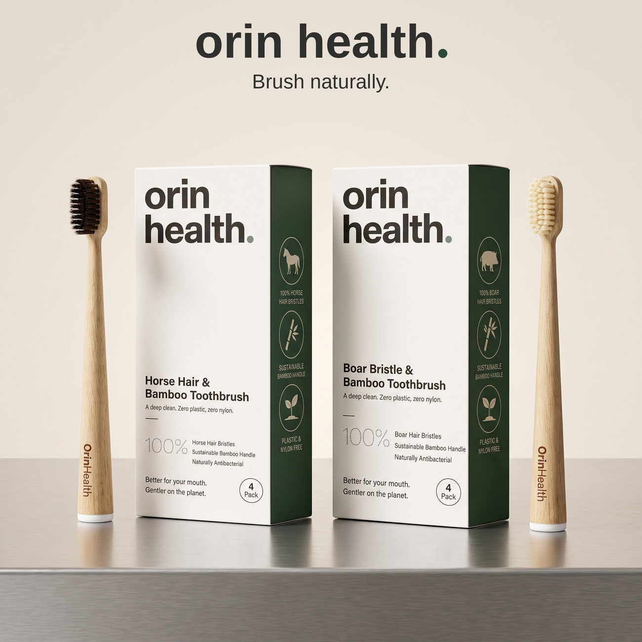 OrinHealth Kindred — bamboo toothbrush with natural horsehair bristles