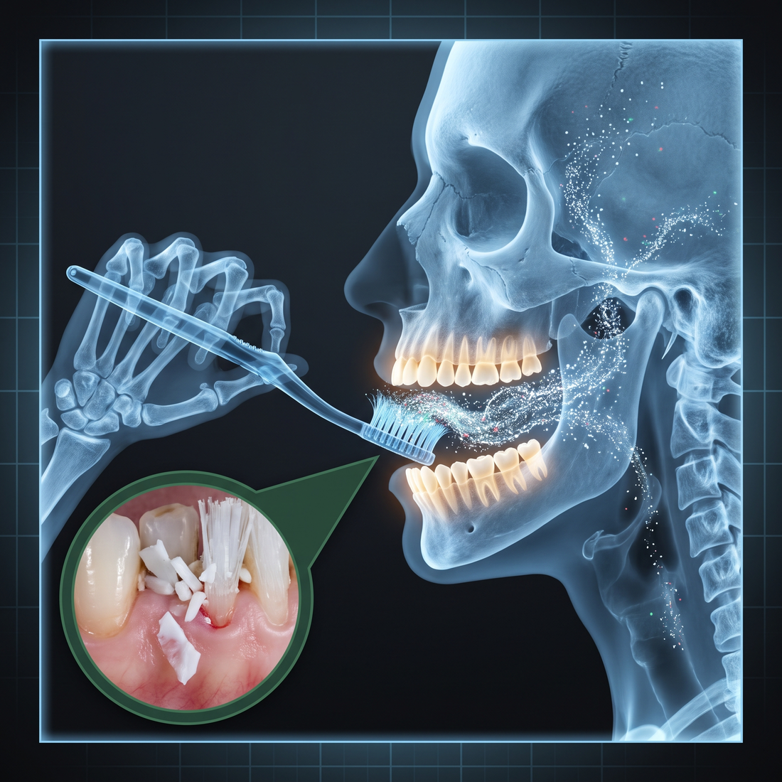 Bamboo handle. Nylon bristles. Guess which part touches your teeth.